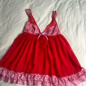 Pink and red Victorias Secret night slip dress